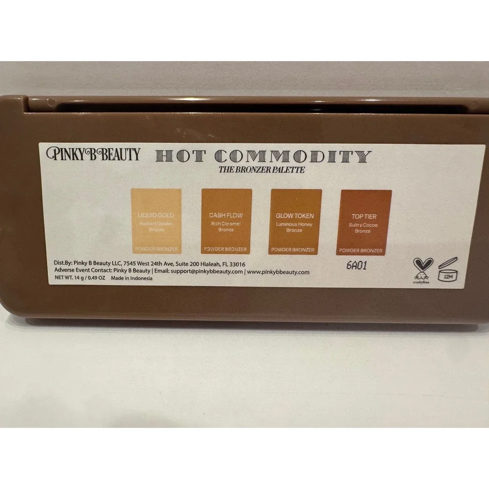 Pinky B Beauty Hot Commodity Bronzer Palette Womens OS Brown 4 Shade Glow Kit